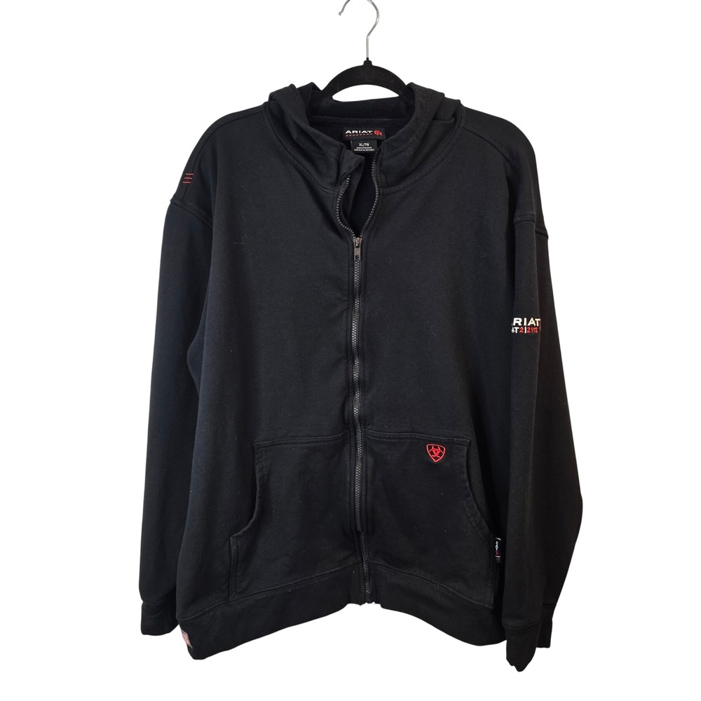 Ariat FR Hoodie Men XL Black Flame Resistant Full Zip CAT 2 NFPA 2112